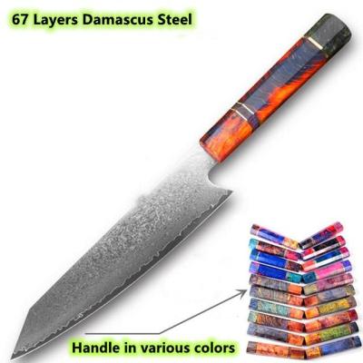 Chine Stocked New Design 8 inch VG10 67Layers Damascus Steel Stabwood Handle Chef Kitchen Knife à vendre