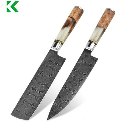 China Stocked New arrival 8inch Damascus Vg10 carbon Steel Kitchen Chef Knife Set In Gift Box en venta