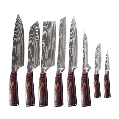 China Stocked High-carbon Steel damascus Pattern Stainless Steel 8 Inch Japanese Chef Knife knives knife set Te koop