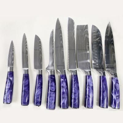 China Stocked Amazon hot selling High-carbon Steel damascus Pattern Stainless Steel 8 Inch Japanese Chef Knife kitchen knives knife set zu verkaufen