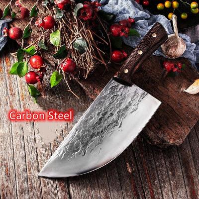 China Stocked 2021 New style Handmade High Carbon Steel China chopping Kitchen chef cleaver butcher knife with Wenge wooden handle for sale