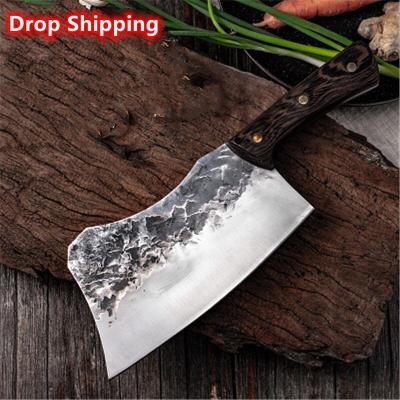 중국 Stocked Dropship 7.5 inch Handmade Full Tang Forged High-carbon Steel Wenge wood handle Kitchen Knives China chopping Cleaver knife 판매용