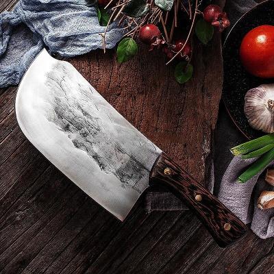 중국 Stocked 7 inch high carbon steel Full Tang Forged premium Chopping Blocks Slicing Chinese Chef butcher cleaver knife 판매용