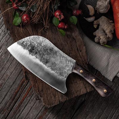 중국 Stocked Dropshipping Handmade Full Tang Forged High-carbon Steel Wenge wood handle Kitchen Knives China Chef Cleaver Butcher knife 판매용