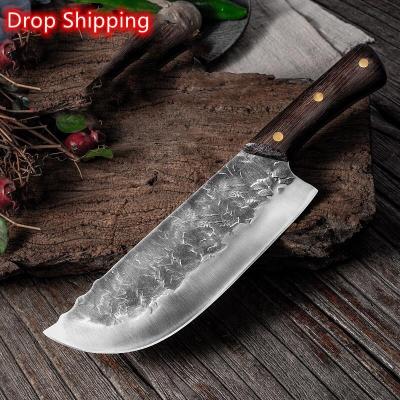 중국 Stocked 8 inch Handmade Full Tang Forged High-carbon Steel Wenge wood handle Kitchen Knives Chinese Chef Cleaver Butcher knife 판매용