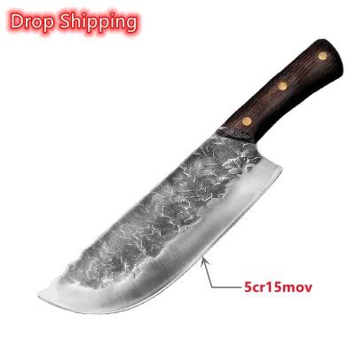 중국 Stocked Dropship 8 inch Handmade Full Tang Forged High-carbon Steel Wenge wood handle Kitchen Knives Chinese Chef Cleaver Butcher knife 판매용