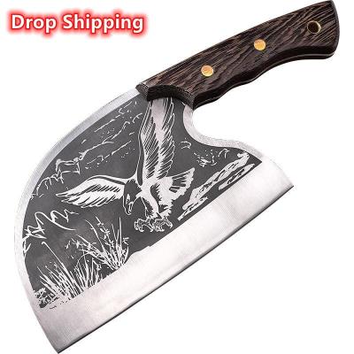 China Stocked Newest Handmade Forged eagle pattern Meat ribs ox bone Vegetables Slicing Chopping Tool  chef Butcher clever knives zu verkaufen