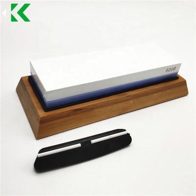 Cina Stocked The high quality two Sided Knife Sharpening Diamond Stone With Bamboo Base Food contact certified in vendita