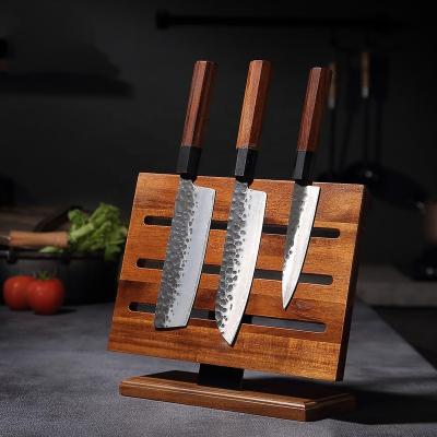 China Stocked 2022 Hot selling Kitchen Magnetic Wood Acacia Knife Holder  Wood Knife Block  Drawer Knife Organizer en venta