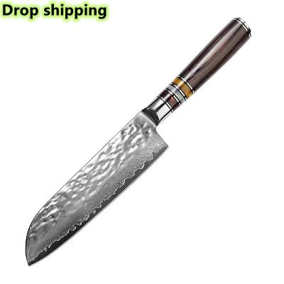 China Sustainable Dropshipping 7 inch Santoku Damascus Chef Kitchen Knife With New style Handle en venta