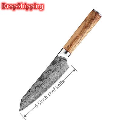 中国 Sustainable professional 6.5inch stainless steel Damascus Knife Pakka Wood handle cooking Kitchen knives VG-10 67 Layers slicing chef knife 販売のため