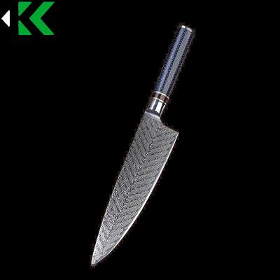 China Sustainable Drop shipping damascus Feather pattern kitchen chef knife vg10 damascus Nagiri knife With Honeycomb resin handle Te koop