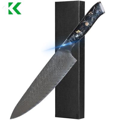 China Sustainable Dropshipping 8 inch cooking knives VG10 8Cr steel damascus chef knives with carbon fiber handle for sale