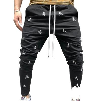 China New fashion QUICK DRY embroidery casual hip-hop muscle self-cultivation trend sports feet zipper pants men's pants jeans for sale