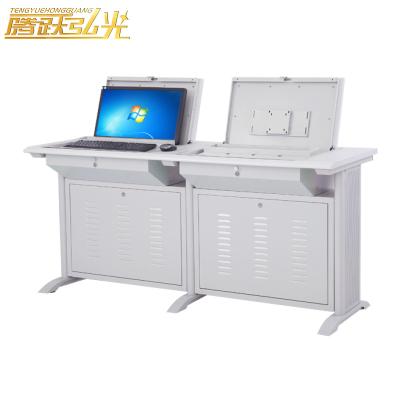 China Modern School Classroom Teacher Desk Flip Computer Desk Table with Drawers Laptop Office CEO Director Desk triple for sale