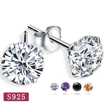 China Cute S925 Plated Sterling Silver Cubic Zirconia Stud Earrings for sale