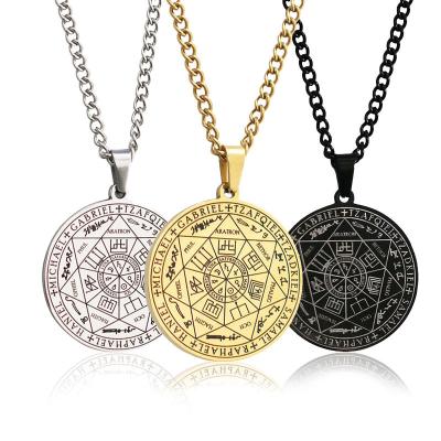 China FASHIONABLE Round Magic Round Pendant Seven Angels Male Stainless Steel Necklace for sale