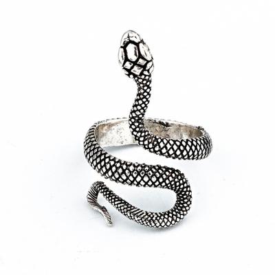 China European New And American Vintage Retro Lacquer Snake Silver Plated Universal Ring For Men And Women for sale