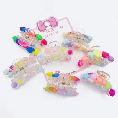 China 2022 best selling high quality candy color hair accessory claw cut hairpin children hair claws from china for sale