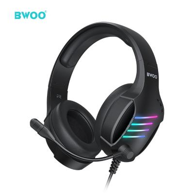 China BWOO Stereo Sound New Arrived Colorful Light Wire Gaming Headset 1.2m Length In Ear Stereo Earphone With Microphone for sale