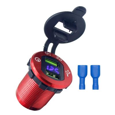 China New China-chic 3.0 LED Voltmeter 12V USB Charger Quick Charger Plug 24V Waterproof USB Car Power Fast Charger for sale