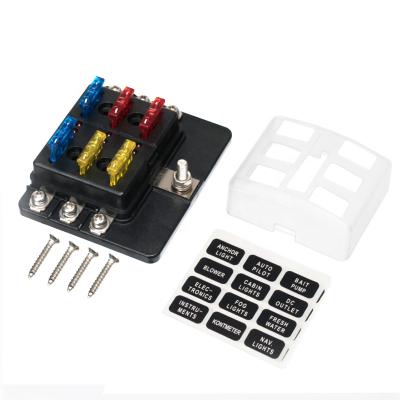 China Bakelite 6 Way 12V Terminal Circuit Bus Blade Fuse Holder For Car for sale