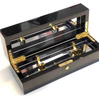 China Wooden Black High Glossy Luxury Humidor Cigar Box With Mirror For One Cigar for sale