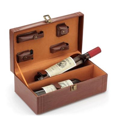 China Luxury handmade leather wine box for sale