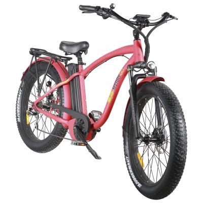 China PAS & Power Drive 500W W 1000 26 Inch Beach Cruiser Snow E Bike Fat Tire Electric Bicycle for sale