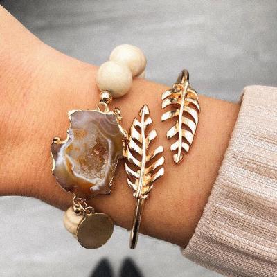 China Romantic Bohemia Fashion Healing Jewelry, Natural White Agate Druzy Geode Slice Stretch Bracelet, Gift For Her for sale