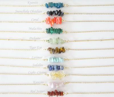 China CLASSIC Birthstone Necklace, Zodiac Healing Crystals Necklace, Natural Stone Dangling Raw Crystal Bar Necklace for sale