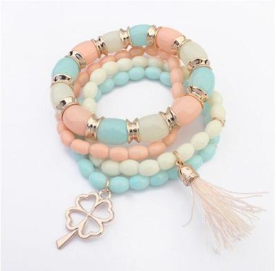 China Cozy European Boho Style Flower Beads Macrame Fringe Tassel Bracelets for sale