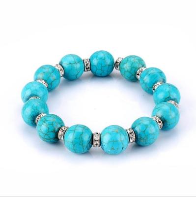 China European Handmade Round Natural Turquoise Diamond Tasty Beaded Bracelet for sale