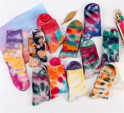 China Unisex Adult Colorful Socks Tye Dye Bamboo Socks Unisex antibacterial bamboo tie dye socks. for sale