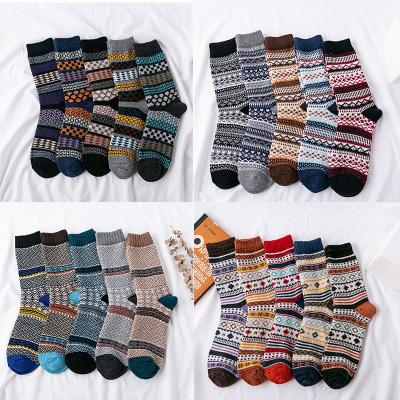 China New Winter Sporty Nordic Pattern Yarn Rabbit Wool Warm Thick Socks For Men for sale