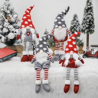 China Creative European Christmas Red And Gray Striped Faceless Doll Decoration for sale