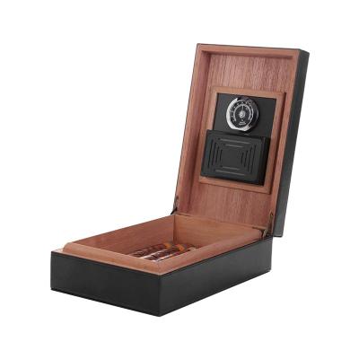 China Vintage Luxury Cedar Cigar Storage Box Customized Wooden Leather Humidor for sale