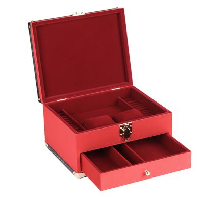 China Logo Pu Leather Small Travel Modern Luxury Custom Jewelry Box Jewelry Box Wooden Leather Packaging for sale