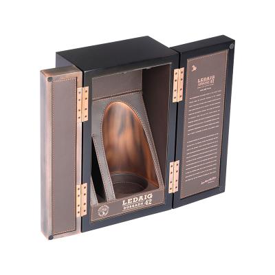 China Custom Logo Wooden And Faux Leather Wine Rack Watch Case With Gift Box Packaging Gift Luxury Classic Wine Box Promotional Leather for sale