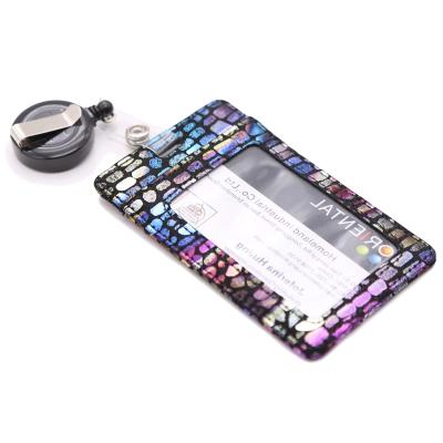 China Wholesale New Material Leather ID Card Holder Security Retract Mini Case ID Lanyard With Card Holder for sale