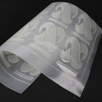 China Custom 3D Transparent or Clear Design T-shirt Transfer Sticker Raised Logo Labels Transparent Silicone Heat Transfer for sale