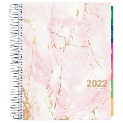 China Custom Hardcover Book 2022 Annual Planner Agenda With Two Sided Horn Gold Daily Monthly Planner Pad Inside Pocket Perfect For Planning for sale