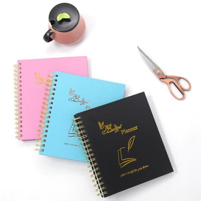 China Custom Weekly Daily Planner Notebook Printing Gold Spiral 2022-2023 A4 A5 Free Sample Hardcover Book for sale