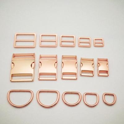 China Bag Purse Pet Collar Hardware Parts Deepeel G1-24 Handbag Accessories Slider Buckles For Bags Strap Strap D Ring Rose Gold Bag Buckle Connector for sale