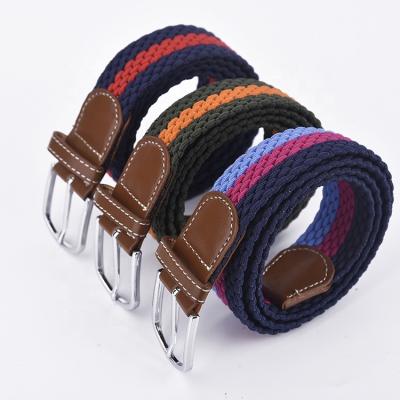 China Wholesale Durable Elastic Woven High Quality Polyester Knitted Elastic Braided Men's Rope Belt Custom Logo for sale