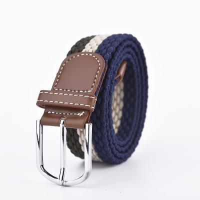 China Mix Color Men's Durable Elastic Woven Rope High Quality Elastic Woven Braid Belt Belt With Metal Buckle for sale