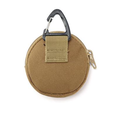 China Outdoor leiusre Wholesale Tactical Small Key Chain Round Zipper Bag Mini Oxford Pocket Coin Purse For Outdoor Camping for sale