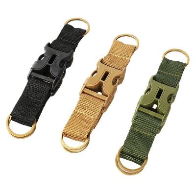 China Multifunctional Nylon Backpack Belt Buckled Hook Three Rings Sports Bag Carabiner Clip Key Ring Holder Outdoor Hanging Multi-Tool for sale