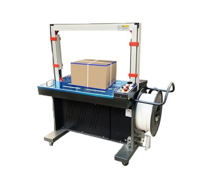 China Plastic Food PP/PET Belt Feeding Movable Belt Semi-automatic Pallet Ergonomic Pallet Strapping Machine for sale