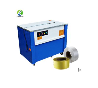 China Food Drive Belt PP Package Hand Band Box Fully Electric Semi Automatic Paper Carton Tying Machine for sale